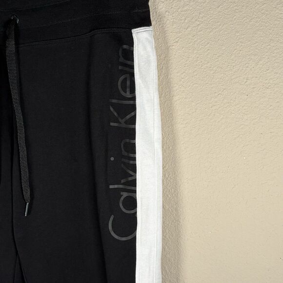 CALVIN KLEIN Performance Womens L‎ Knit Pants Black Stripe Comfort  Gym Workout - Picture 3 of 12